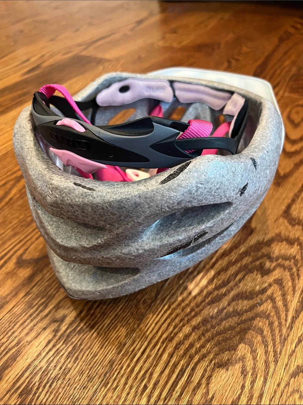 Giro Kids White Helmet with Pink, Purple & Red Floral Accents